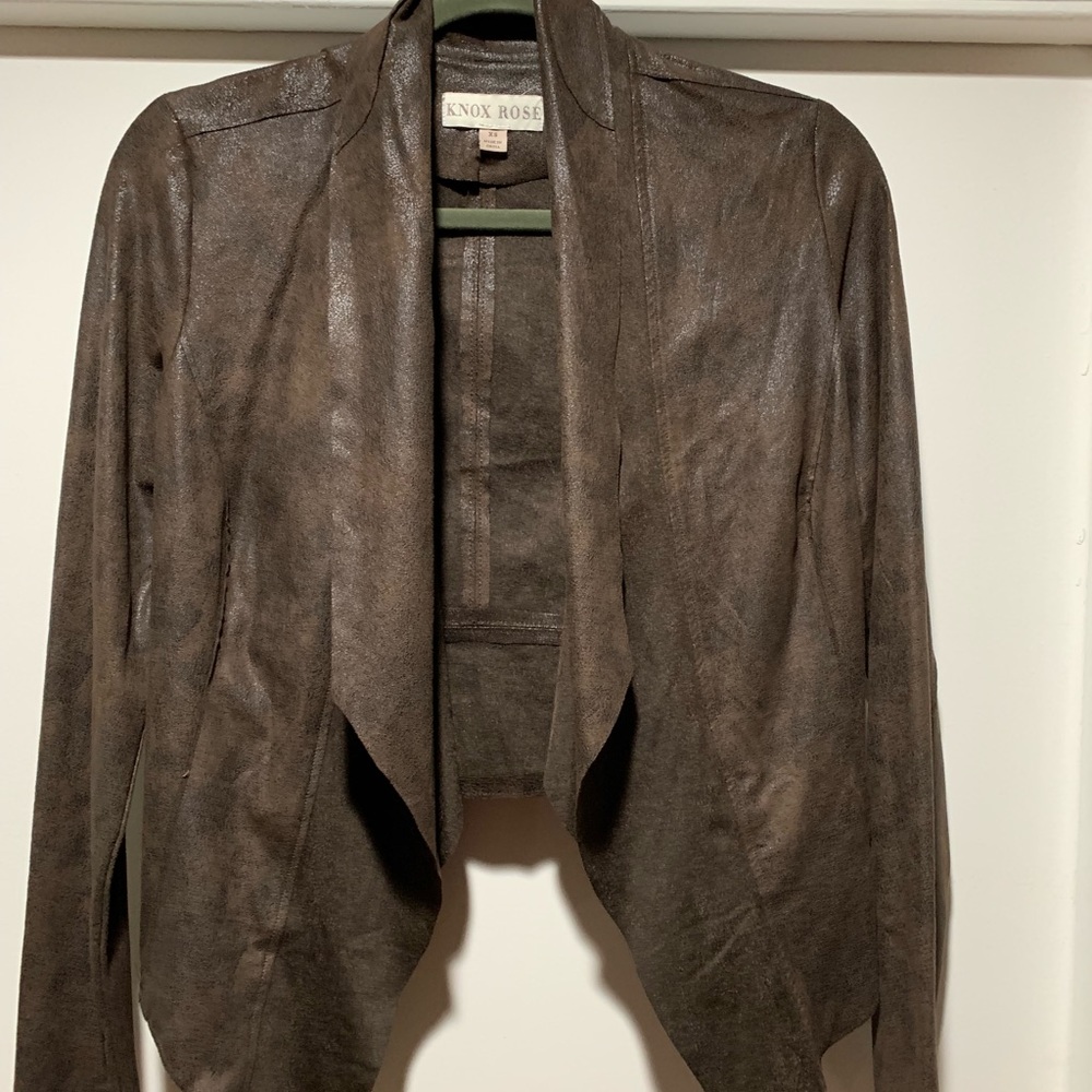 Faux Suede Leather Empire Blazer